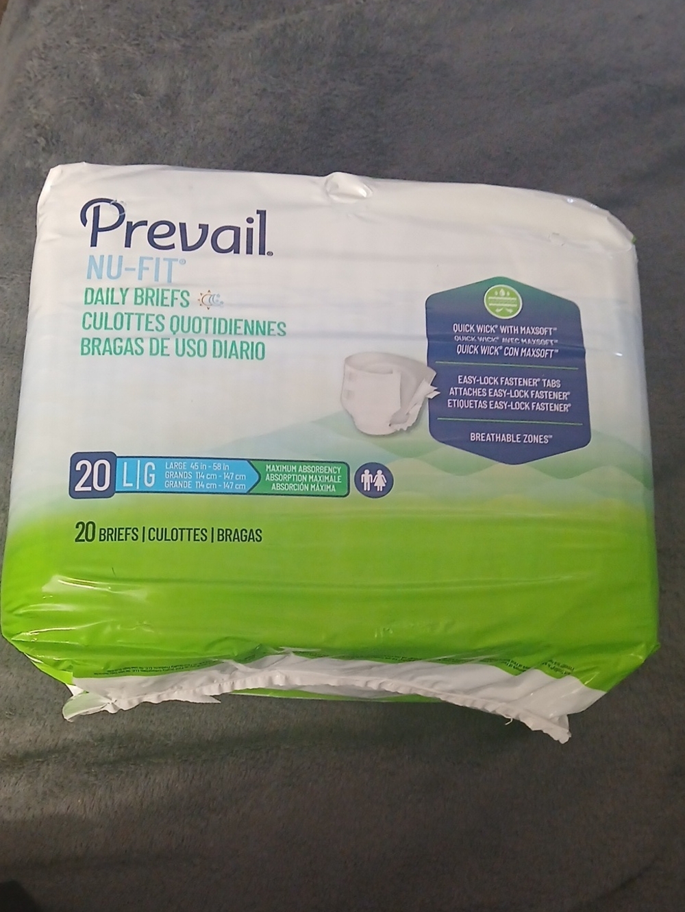 Prevail Nu-Fit Daily Briefs - Large, Green and White